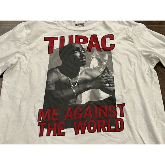 Tailgate Mens White Tupac Me Against The World Long Sleeve Tee Shirt Size XL - Picture 4 of 8